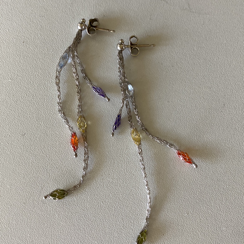 14k White Gold Drop Earrings  SemiPrecious Gems